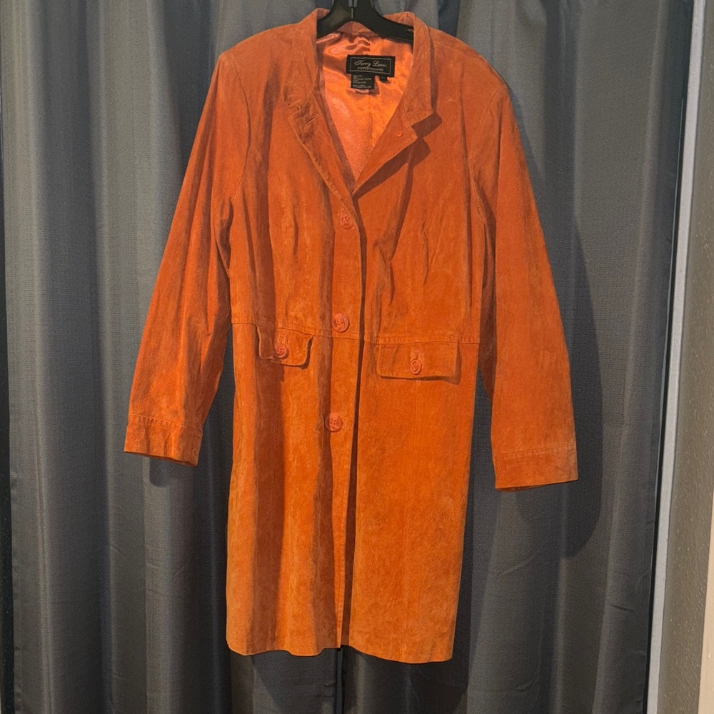 Terry Lewis Orange Leather 3X Suede Coat
